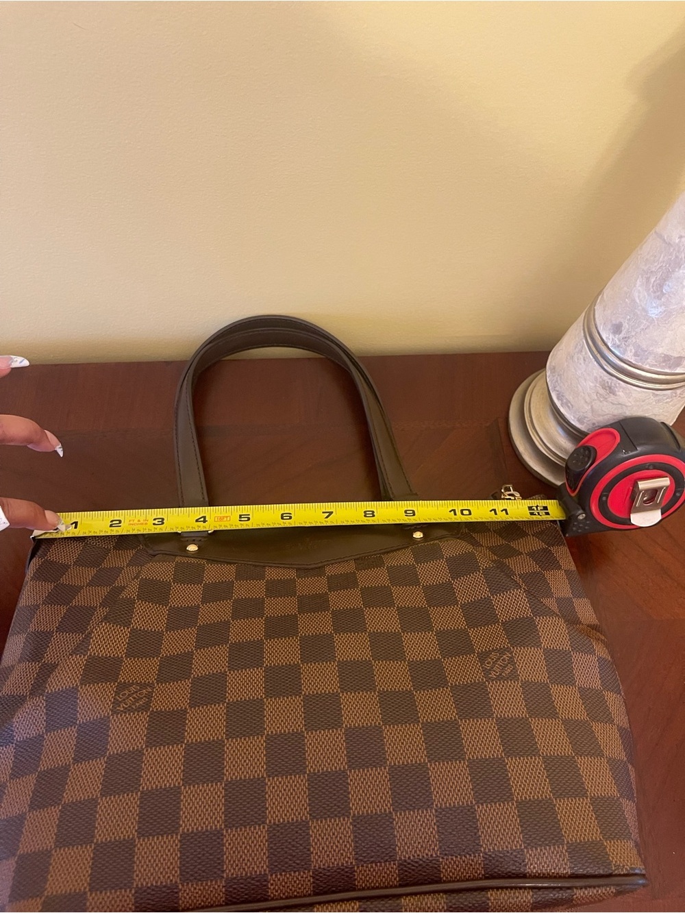 Pre-loved Damier authentic LOUIS VUITTON Checkerboard Brown Tote Handbag w/COA - Picture 11 of 11